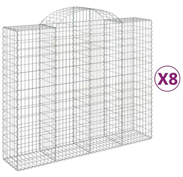 VidaXL 8 db íves horganyzott vas gabion kosár 200x50x160/180 cm