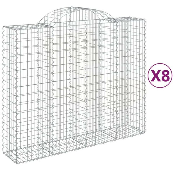 VidaXL 8 db íves horganyzott vas gabion kosár 200x50x160/180 cm