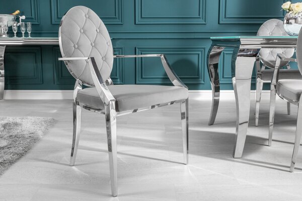 MODERN BAROCK karfás design szék - ezüst