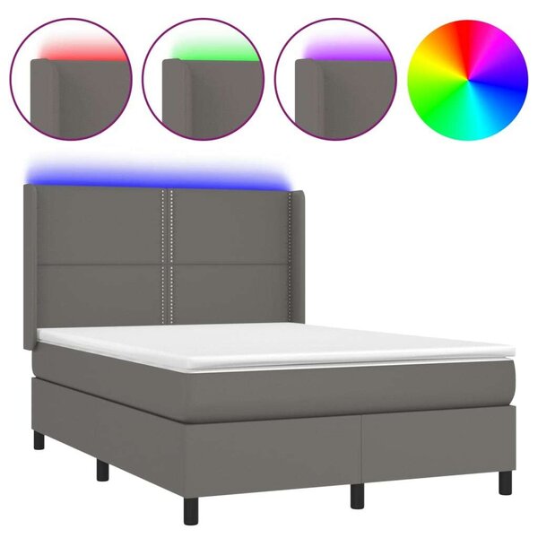 VidaXL LED-es Ágy - Műbőr - 140x190 cm