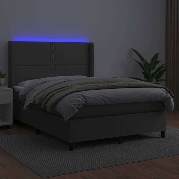 VidaXL LED-es Ágy - Műbőr - 140x190 cm