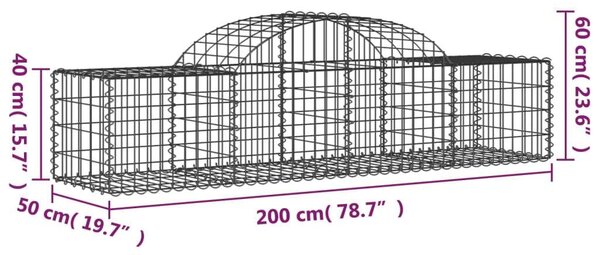 VidaXL Gabion Kosár Kerti Fal - 4 db - 200x50x40/60cm