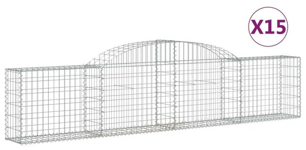 VidaXL Gabion Kosár - Íves - 15 db - 300x30x60/80cm