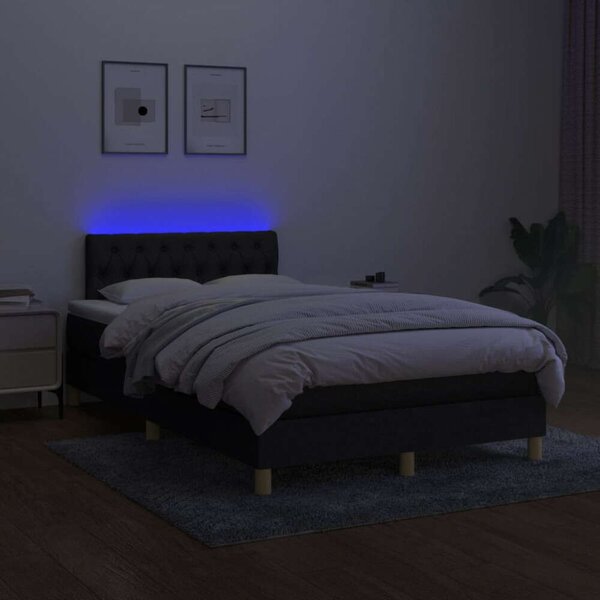 VidaXL LED-es Ágy - Fekete Szövet - 120x200 cm