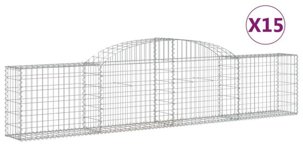 VidaXL Gabion Kosár - Íves - 15 db - 300x30x60/80cm