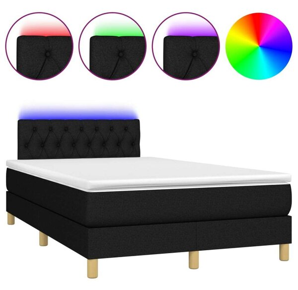 VidaXL LED-es Ágy - Fekete Szövet - 120x200 cm