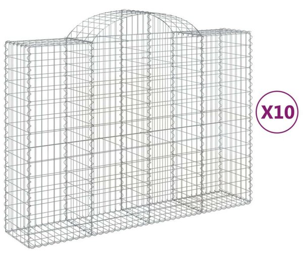 VidaXL 10 db íves horganyzott vas gabion kosár 200x50x140/160 cm