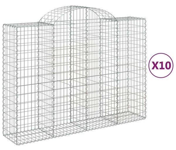 VidaXL 10 db íves horganyzott vas gabion kosár 200x50x140/160 cm