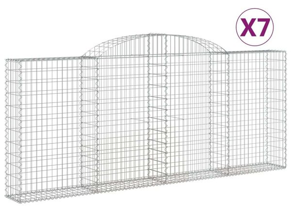 VidaXL 7 db íves horganyzott vas gabion kosár 300x30x120/140 cm