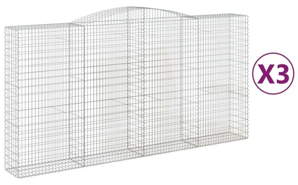 VidaXL Gabion Kosár Készlet - 3 db Íves - 400x50x200/220 cm