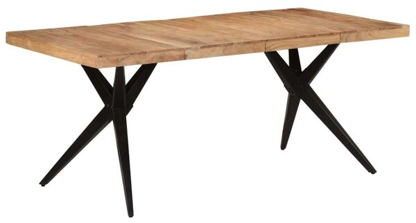 VidaXL fekete tömör akácfa étkezőasztal 180 x 90 x 77 cm