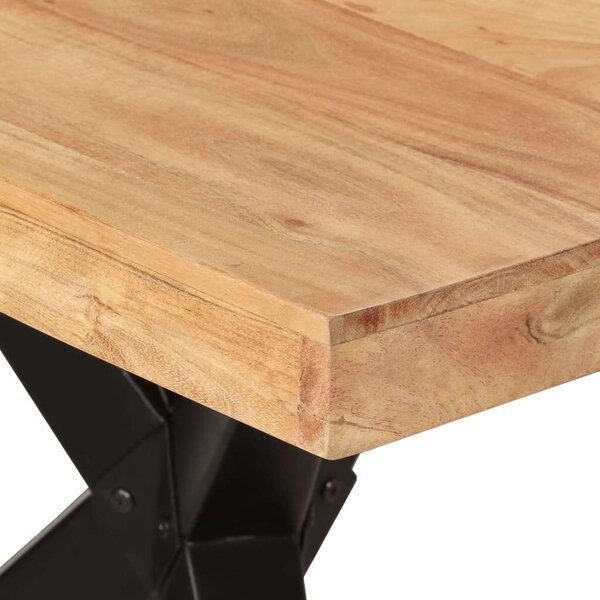 VidaXL fekete tömör akácfa étkezőasztal 180 x 90 x 77 cm