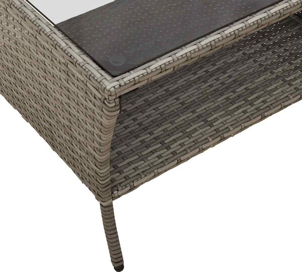 2 személyes szürke polyrattan kerti kanapé asztallal&párnával