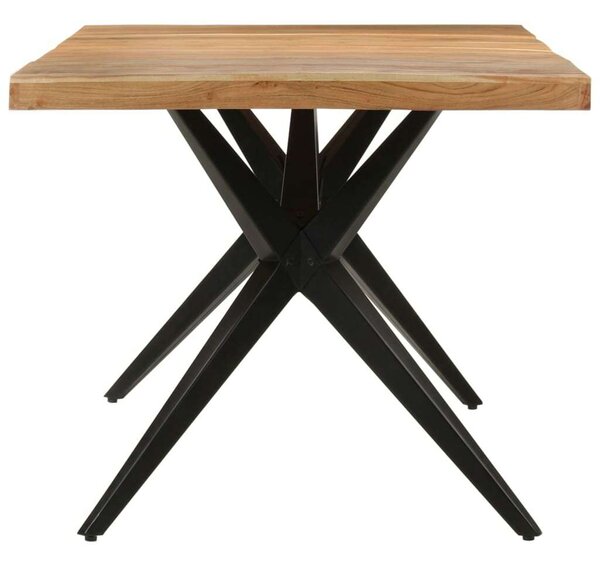 VidaXL fekete tömör akácfa étkezőasztal 180 x 90 x 77 cm