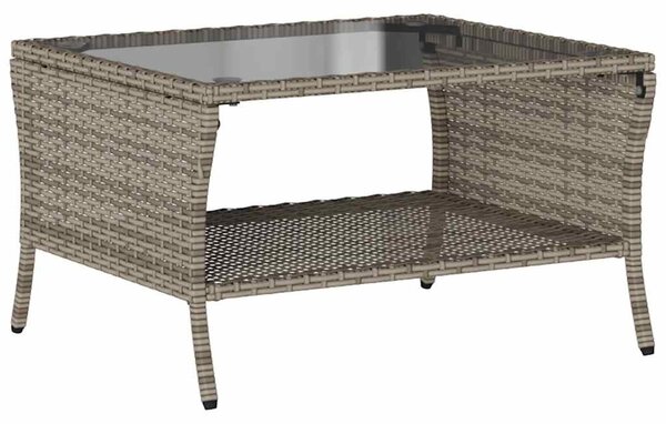 2 személyes szürke polyrattan kerti kanapé asztallal&párnával