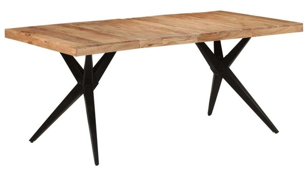VidaXL fekete tömör akácfa étkezőasztal 180 x 90 x 77 cm