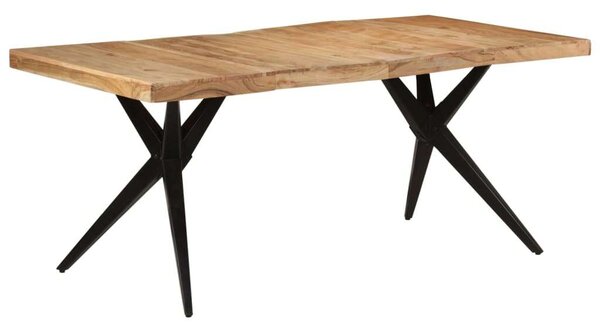 VidaXL fekete tömör akácfa étkezőasztal 180 x 90 x 77 cm