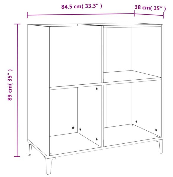 VidaXL fehér szerelt fa hanglemezszekrény 84,5 x 38 x 89 cm