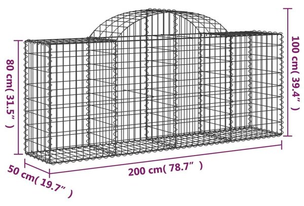 VidaXL Gabion Kosár Fal - 25 db - 200x50x80/100 cm
