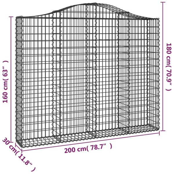 Gabion Kosár - Íves - 3 db - 200x30x160/180cm