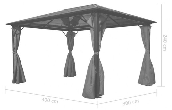 VidaXL Kerti Pavilon - Alumínium - 400x300 cm - Függönnyel