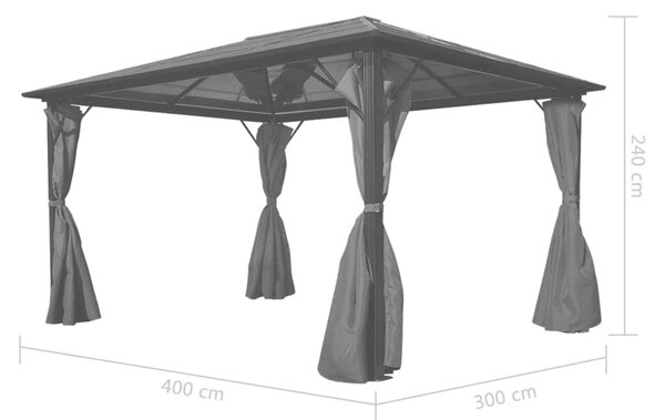 VidaXL Kerti Pavilon - Alumínium - 400x300 cm - Függönnyel