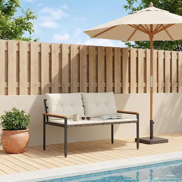 Kerti pad 2 -Seater 116 x 67,5 x 72 cm polirattan Krémfehér