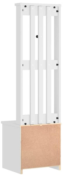SANDNES fehér tömör fenyőfa előszobafa 45x40x159,5 cm
