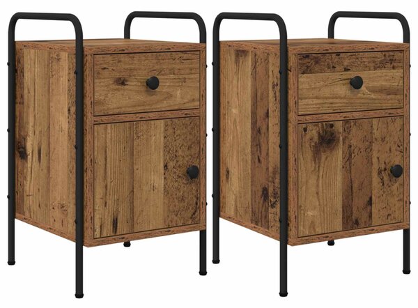Éjjeliszekrény 2 db Antik Fa 35 x 36,5 x 61 cm Szerelt Fa