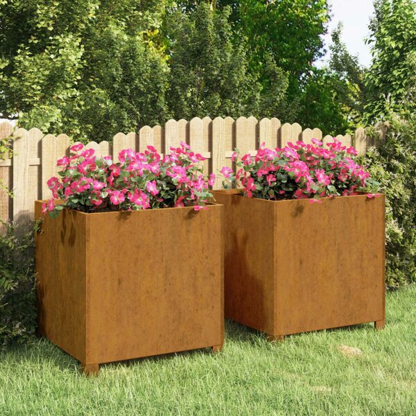 2 db szürke corten acél növénytartó lábbal 49 x 47 x 50 cm