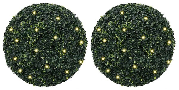 2 db zöld mesterséges boxwood gömbök LED fényekkel 52 cm