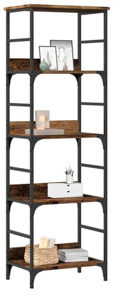Antik fa színű szerelt fa könyvszekrény 50 x 33 x 153 cm