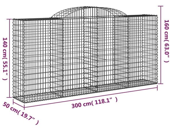 VidaXL Íves Gabion Kosár - 12 db - 300x50x140/160 cm