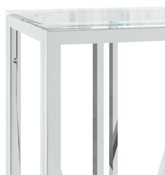 Modern Tálalóasztal - Rozsdamentes Acél és Üveg - 110x30x70 cm