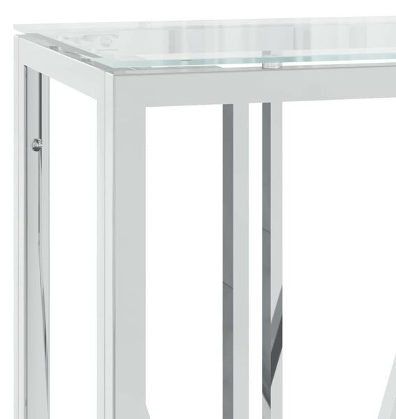 Modern Tálalóasztal - Rozsdamentes Acél és Üveg - 110x30x70 cm