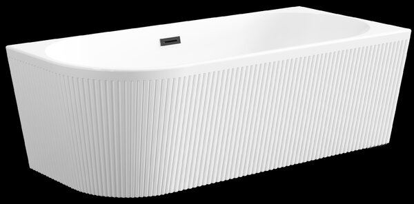 Invena Invena, szabadon álló kád 170x80x58 cm, jobb oldali, fényes fehér, fekete túlfolyóval, INV-AN-02-14P-KPL