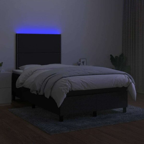 VidaXL LED-es Ágy - Fekete Szövet - 120x200 cm