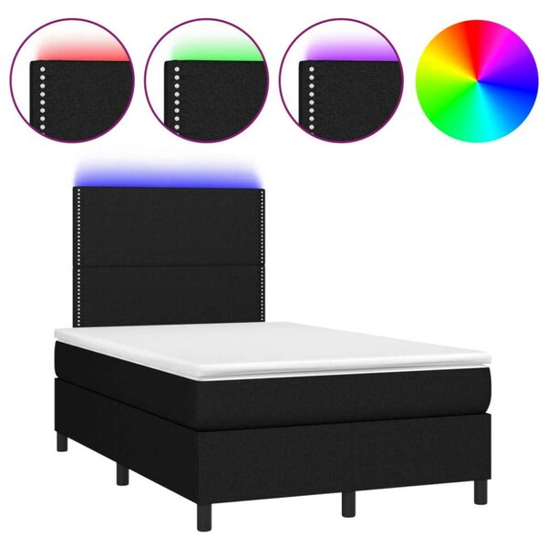VidaXL LED-es Ágy - Fekete Szövet - 120x200 cm