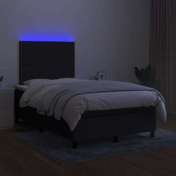 VidaXL LED-es Ágy - Fekete Szövet - 120x200 cm