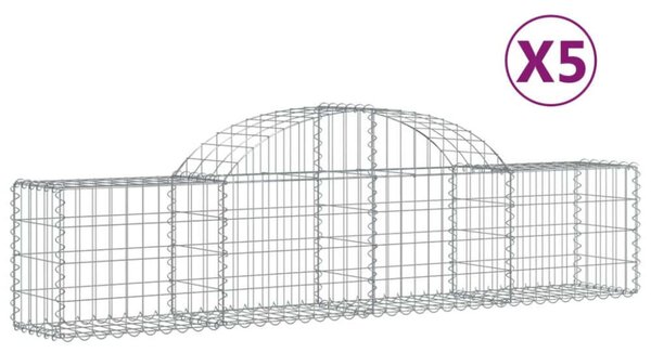 5 db íves horganyzott vas gabion kosár 200x30x40/60 cm