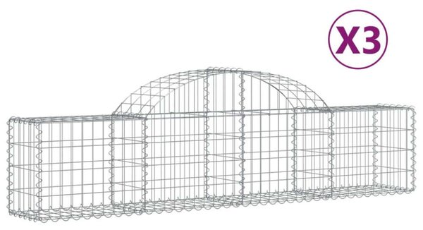 3 db íves horganyzott vas gabion kosár 200x30x40/60 cm