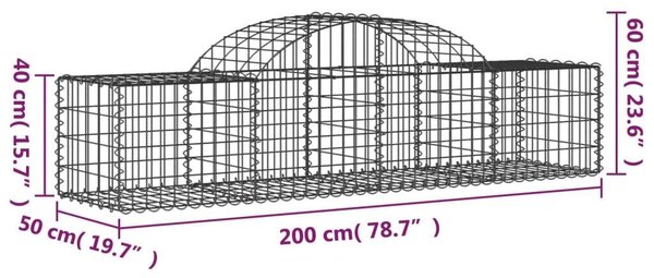 Gabion Kosár - Íves - 8 db - 200x50x40/60cm