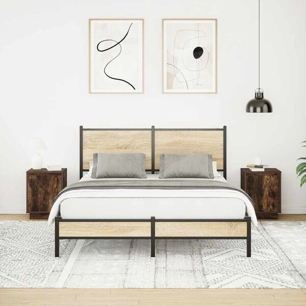 2 db füstölt tölgy éjjeliszekrények LED világítással 38x34x50cm