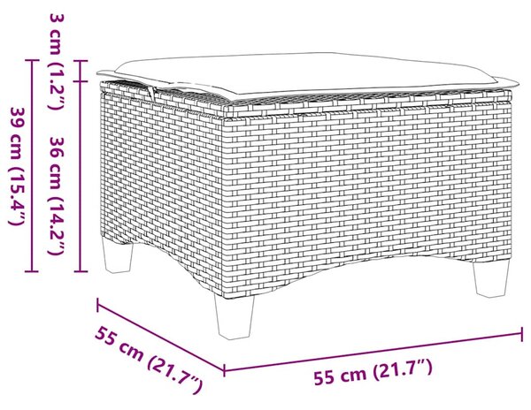 2 db bézs polirattan kerti székek párnákkal 55x55x36 cm
