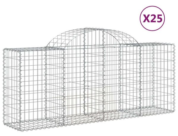 VidaXL Gabion Kosár Fal - 25 db - 200x50x80/100 cm