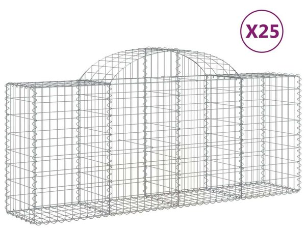 VidaXL Gabion Kosár Fal - 25 db - 200x50x80/100 cm