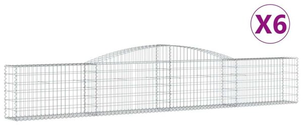 6 db íves horganyzott vas gabion kosár 400x30x60/80 cm