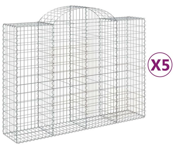 5 db íves horganyzott vas gabion kosár 200x50x140/160 cm
