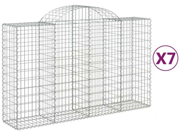 7 db íves horganyzott vas gabion kosár 200x50x120/140 cm