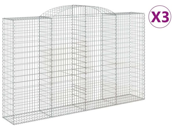 3 db íves horganyzott vas gabion kosár 300x50x180/200 cm